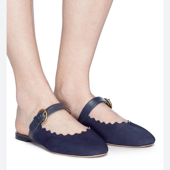 Chloe Lauren leather Mary Jane flat slides - Picture 1 of 5
